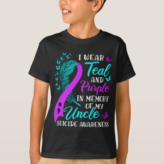 Wear Teal Purple In Memory Of My Uncle Suicide Awa Tシャツ (正面)