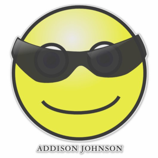 Wearding Shadesおもしろい絵文字イエロー顔追加Name 14" シール (正面)