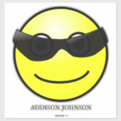 Wearding Shadesおもしろい絵文字イエロー顔追加Name 14" シール (シート)