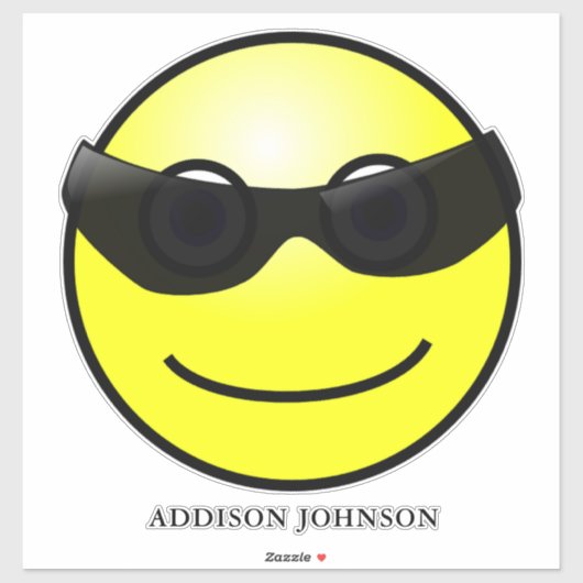 Wearding Shadesおもしろい絵文字イエロー顔追加Name 14" シール (シート)