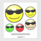 Wearding Shades絵文字カラフル顔追加Name 8" シール (シート)