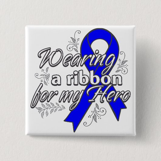 Wearing a Blue Awareness Ribbon for My Hero 缶バッジ (正面)