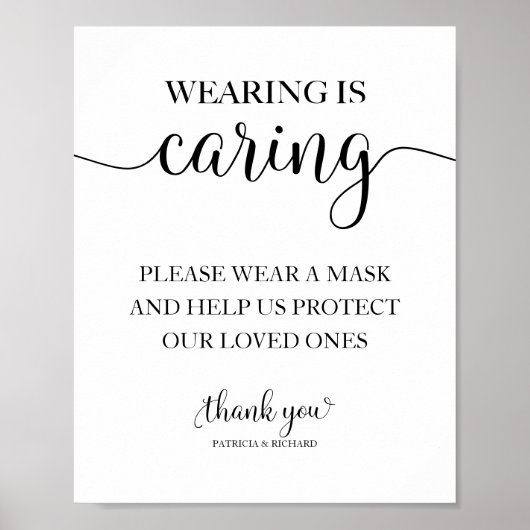 Wearing is Caring Wear a Mask Sign ポスター (正面)