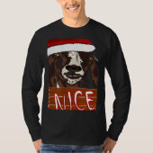 Wearing Santa Hat Nice Sign Christmas Goat Tシャツ (正面)