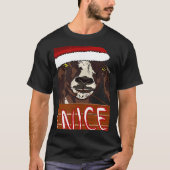 Wearing Santa Hat Nice Sign Christmas Goat Tシャツ (正面)
