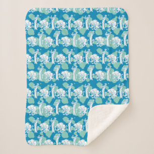 Weasel & Baboon Blue Character Pattern シェルパブランケット