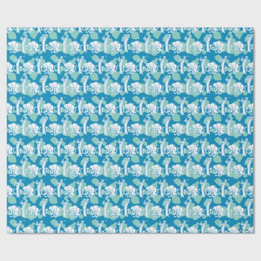 Weasel & Baboon Blue Character Pattern ラッピングペーパー (フラット)