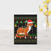 Weasel Christmas Lights Funny Santa Ugly Sweaters カード (黄色い花)