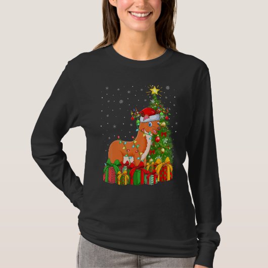 Weasel   Xmas Holiday Santa Weasel Christmas Tree Tシャツ (正面)
