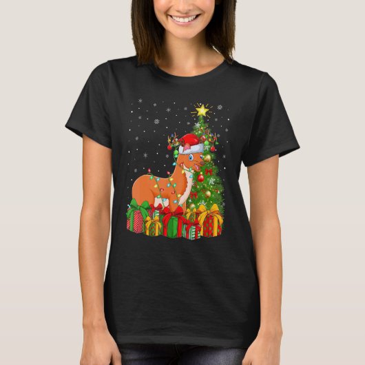 Weasel   Xmas Holiday Santa Weasel Christmas Tree Tシャツ (正面)