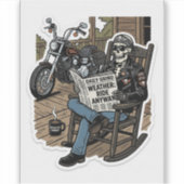 Weather To Ride Sticker — Funny Biker Skull Decal シール (正面)