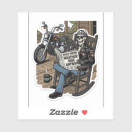 Weather To Ride Sticker — Funny Biker Skull Decal シール