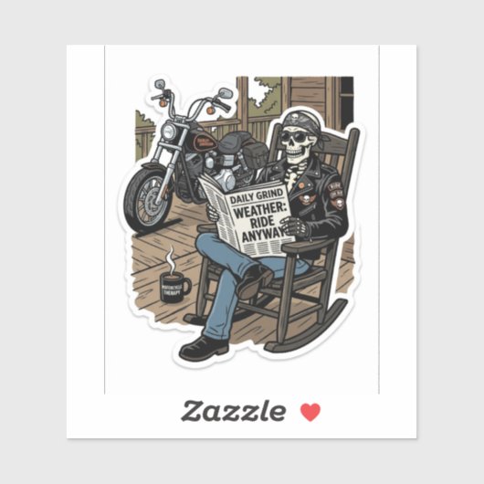 Weather To Ride Sticker — Funny Biker Skull Decal シール (シート)