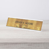 Weathered Antique Brass Gold + Blk Custom デスクネームプレート (正面)