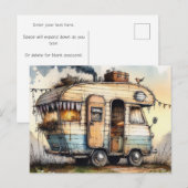 Weathered Caravan Camper RV Watercolor Style ポストカード (正面/裏面)