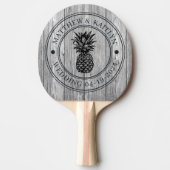 Weathered Dark Gray Pineapple Wedding Crest & Name 卓球ラケット (正面)