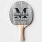 Weathered Dark Gray Wooden Monogram & Name Overlay 卓球ラケット (正面)