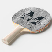 Weathered Dark Gray Wooden Monogram & Name Overlay 卓球ラケット (正面アングル)