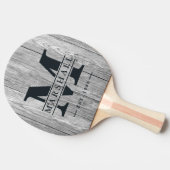 Weathered Dark Gray Wooden Monogram & Name Overlay 卓球ラケット (横)