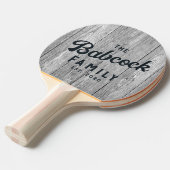 Weathered Dark Gray Wooden Retro Family Name &Year 卓球ラケット (正面アングル)