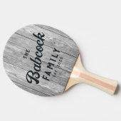 Weathered Dark Gray Wooden Retro Family Name &Year 卓球ラケット (横)