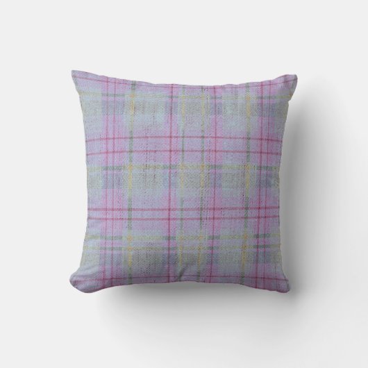  Weathered Lavender Plaid  クッション (正面)