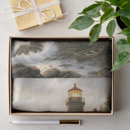 Weathered Lighthouse At Dusk Decoupage 薄葉紙 (ギフト)