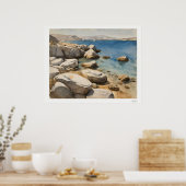 Weathered Shoreline and Deep Blue Cove Art Print ポスター (キッチン)