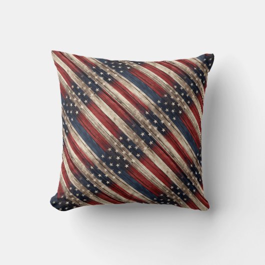 Weathered Stars & Stripes Wood Flag クッション (正面)