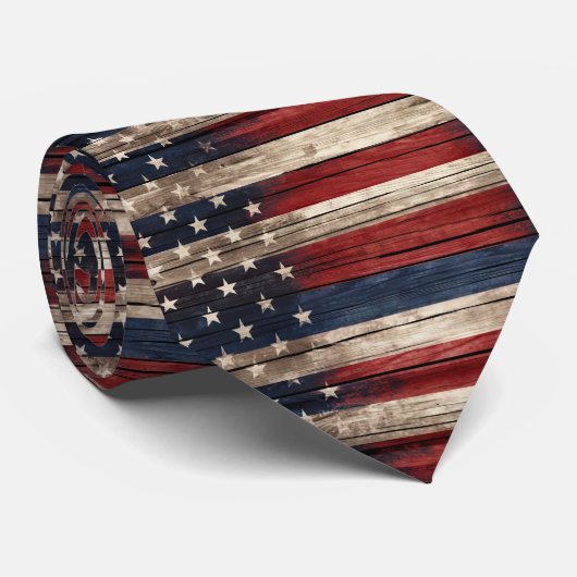 Weathered Stars & Stripes Wood Flag ネクタイ (ロール)