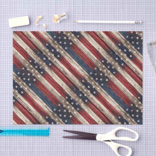 Weathered Stars & Stripes Wood Flag 薄葉紙 (クラフト)