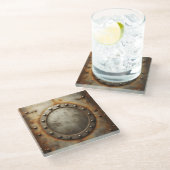 weathered steel, metal look  ガラスコースター (アングル)