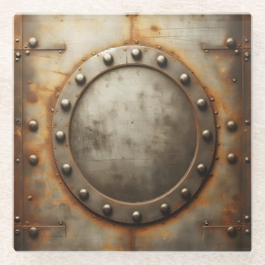 weathered steel, metal look  ガラスコースター (正面)