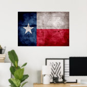 Weathered Vintage Texas State Flag ポスター (ホームオフィス)