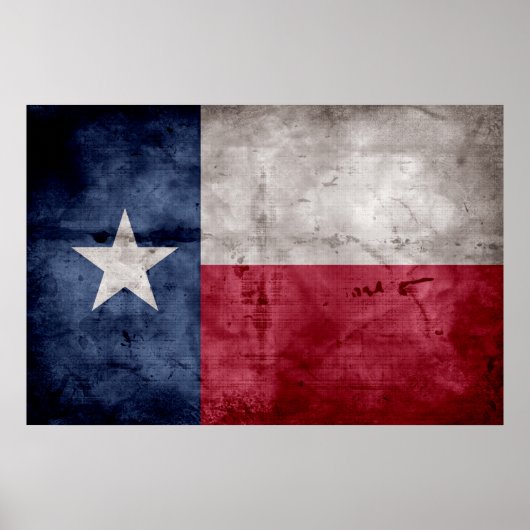 Weathered Vintage Texas State Flag ポスター (正面)