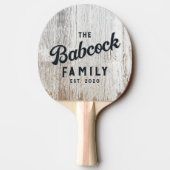 Weathered White Washed Wood Retro Family Name 卓球ラケット (裏面)