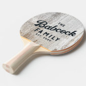 Weathered White Washed Wood Retro Family Name 卓球ラケット (正面アングル)