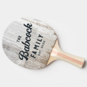 Weathered White Washed Wood Retro Family Name 卓球ラケット (横)