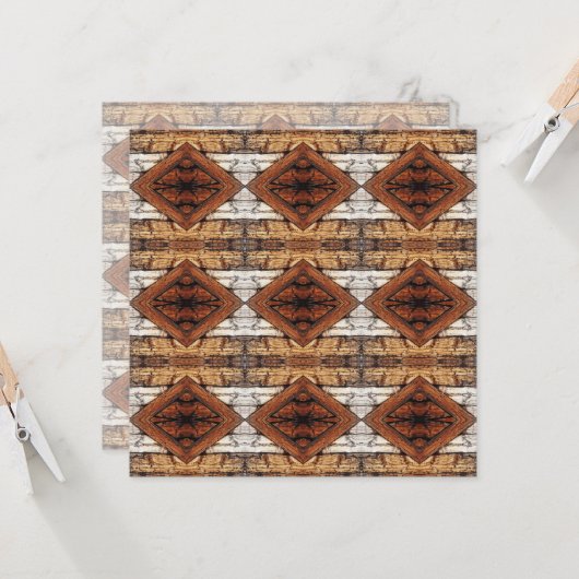 Weathered Wood Planks Diamond Pattern Mixed Media カード (正面/裏面インサイチュ)