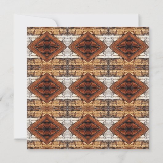 Weathered Wood Planks Diamond Pattern Mixed Media カード (正面)