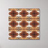 Weathered Wood Planks Diamond Pattern Mixed Media キャンバスプリント (正面)