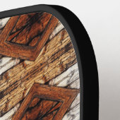 Weathered Wood Planks Diamond Pattern Mixed Media ピックルボールラケット (左詳細)