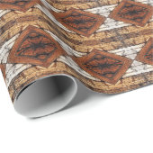 Weathered Wood Planks Diamond Pattern Mixed Media  ラッピングペーパー (ロールコーナー)