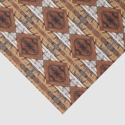 Weathered Wood Planks Diamond Pattern Mixed Media 薄葉紙 (詳細)