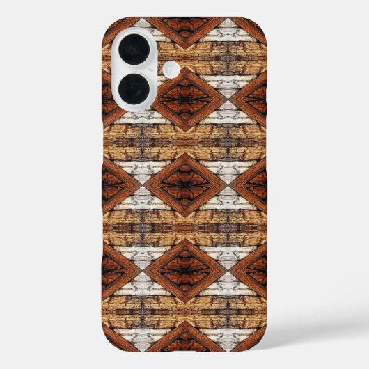 Weathered Wood Planks Diamond Pattern Mixed Media Case-Mate iPhoneケース (裏面)