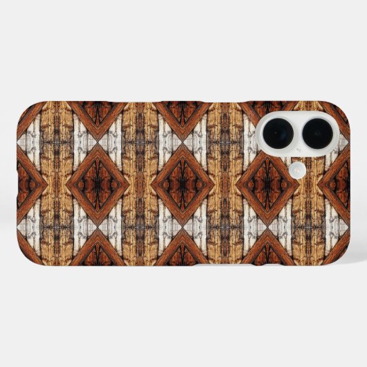 Weathered Wood Planks Diamond Pattern Mixed Media Case-Mate iPhoneケース (裏面 (横))