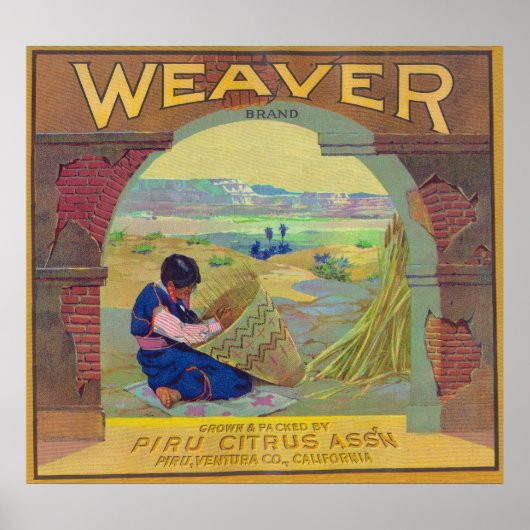 Weaver Orange LabelPiru(カリフォルニア州) ポスター (正面)
