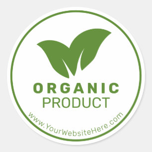 Webオーガニックサイトのグリーンラウンド製品ラベル ラウンドシール