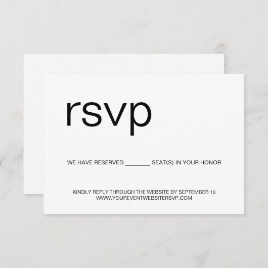 Webサイシンプルトの応答をイベント任意の予約座席 出欠カード (正面/裏面)