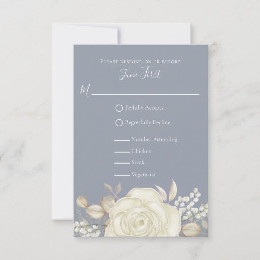 Webサイシンプルトを介したエレガントバラ金ゴールドの埃っぽい葉 出欠カード (正面)